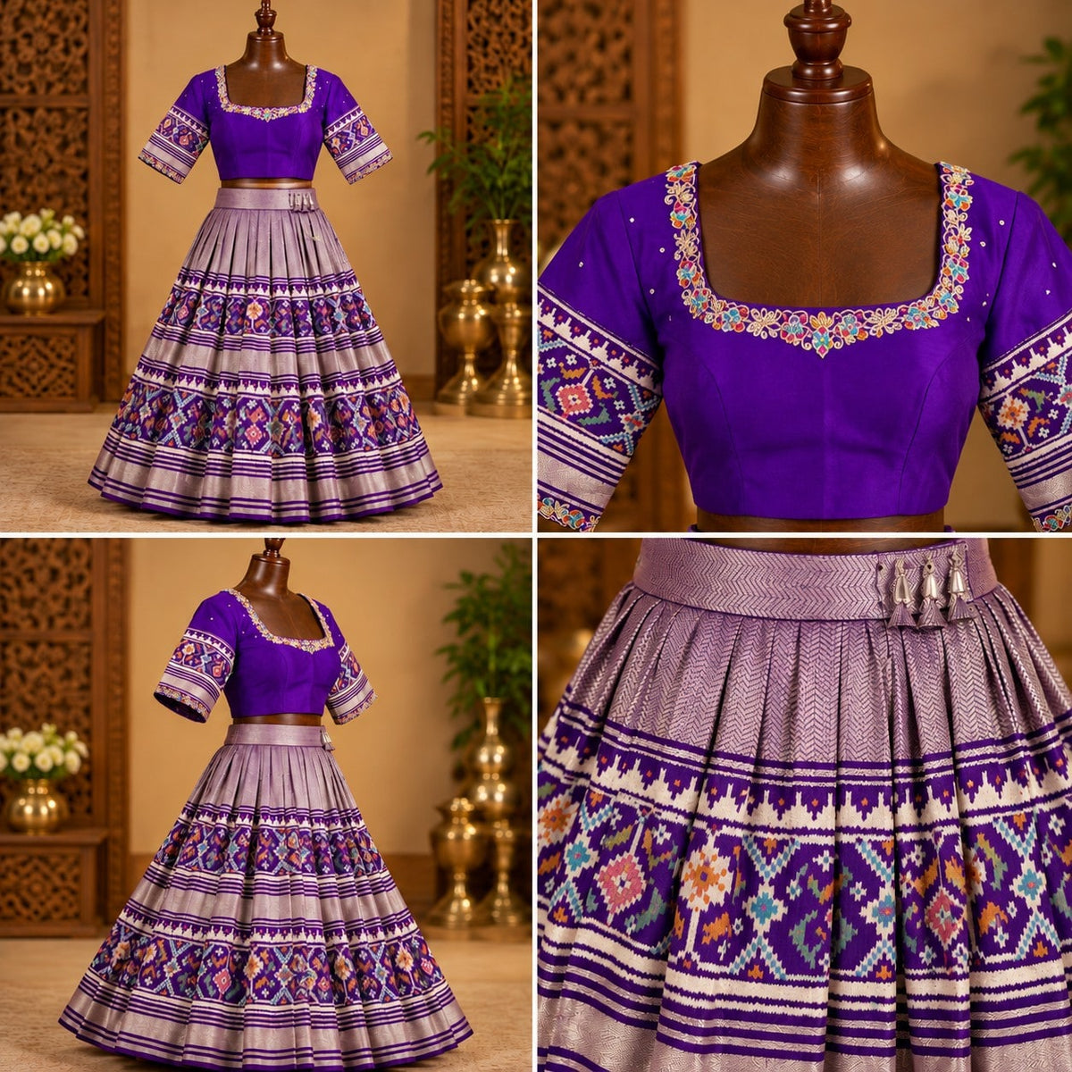 Purple Lehenga with Patola Bands, view