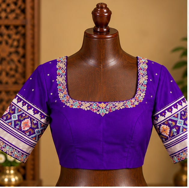 Purple Lehenga with Patola Bands, view