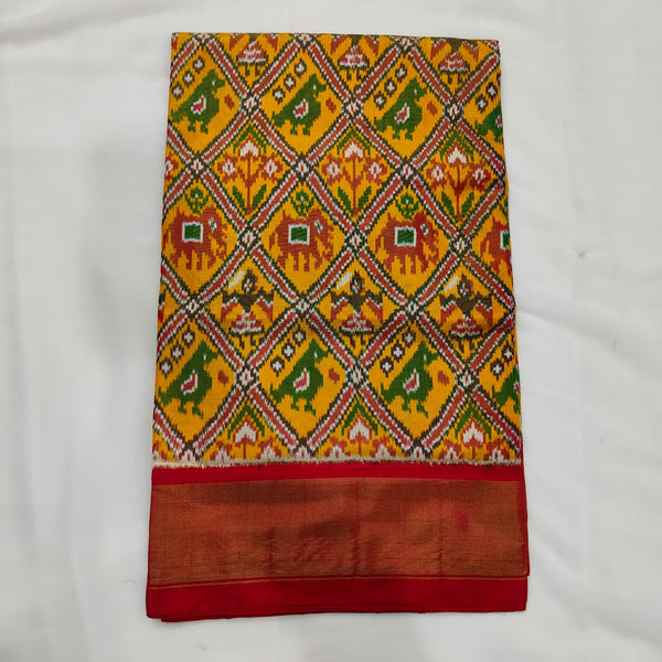 Patola Saree in Yellow and Rust, view 1