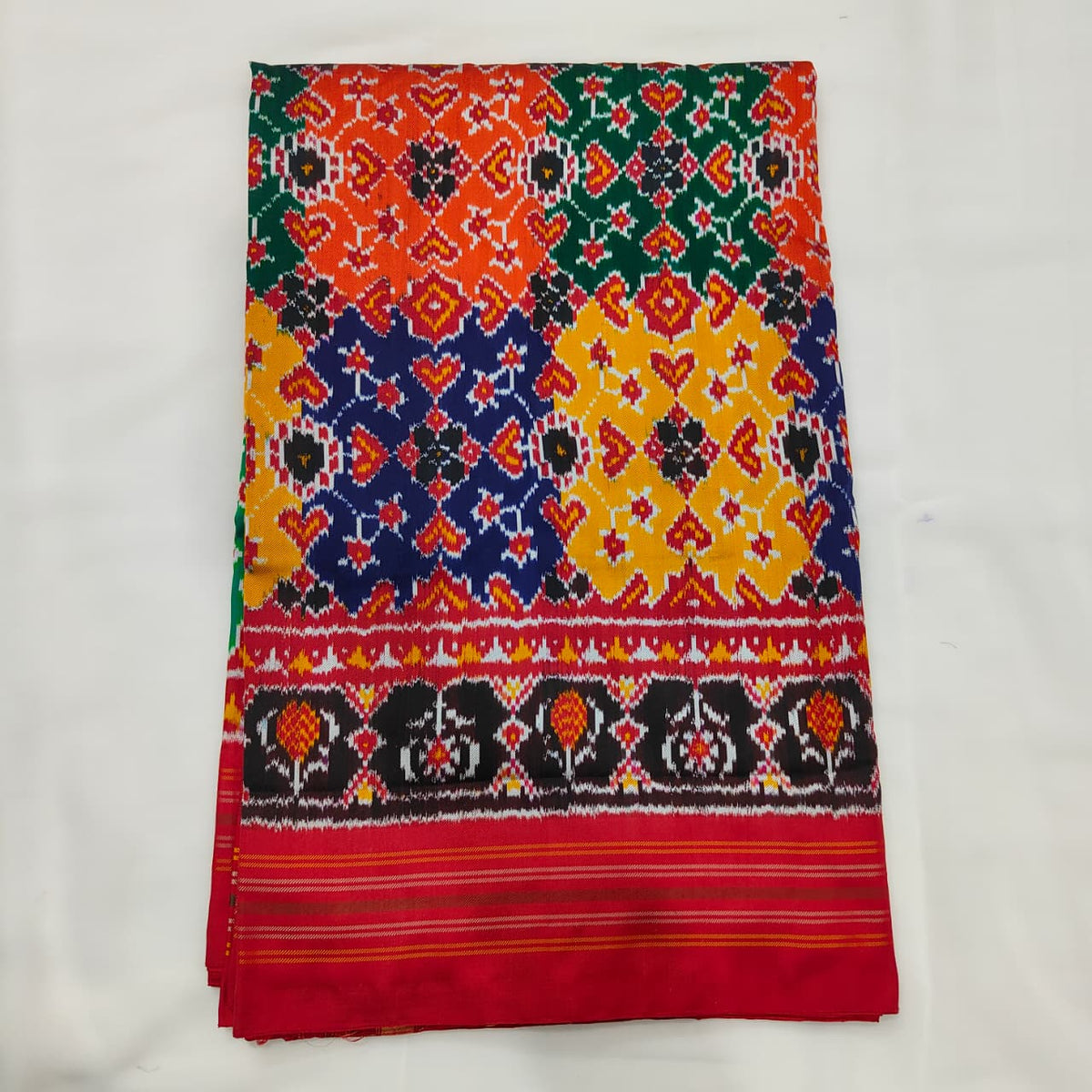 Patola Saree in Multicolour with Red Border, view 1