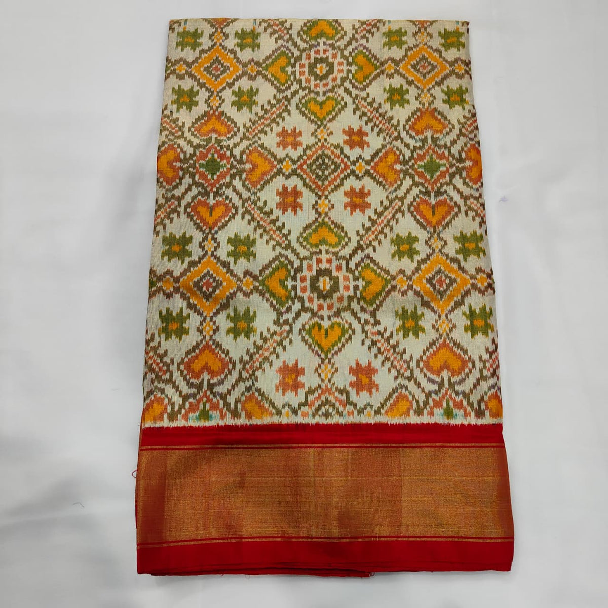 Patola Saree in Sage with Amber Motifs, view 1