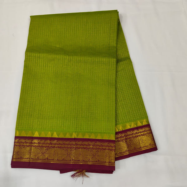 Kuppadam Saree in Parrot Green with Purple Pallu, view 1