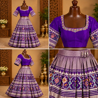 Purple Lehenga with Patola Bands, view