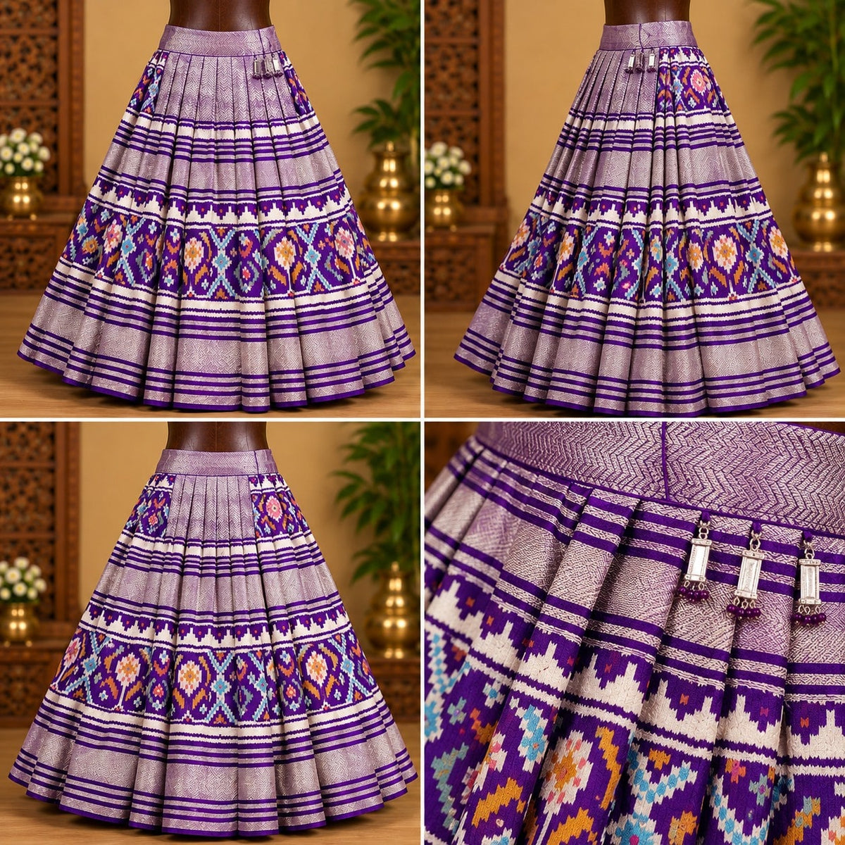 Purple Lehenga with Patola Bands, view