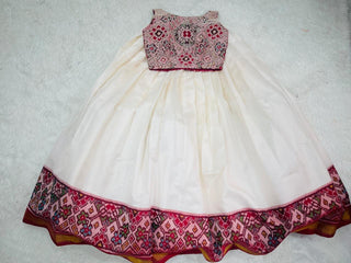 Girls Ivory Lehenga with Patola Border