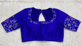 Royal Blue Blouse with Ikat Sleeves
