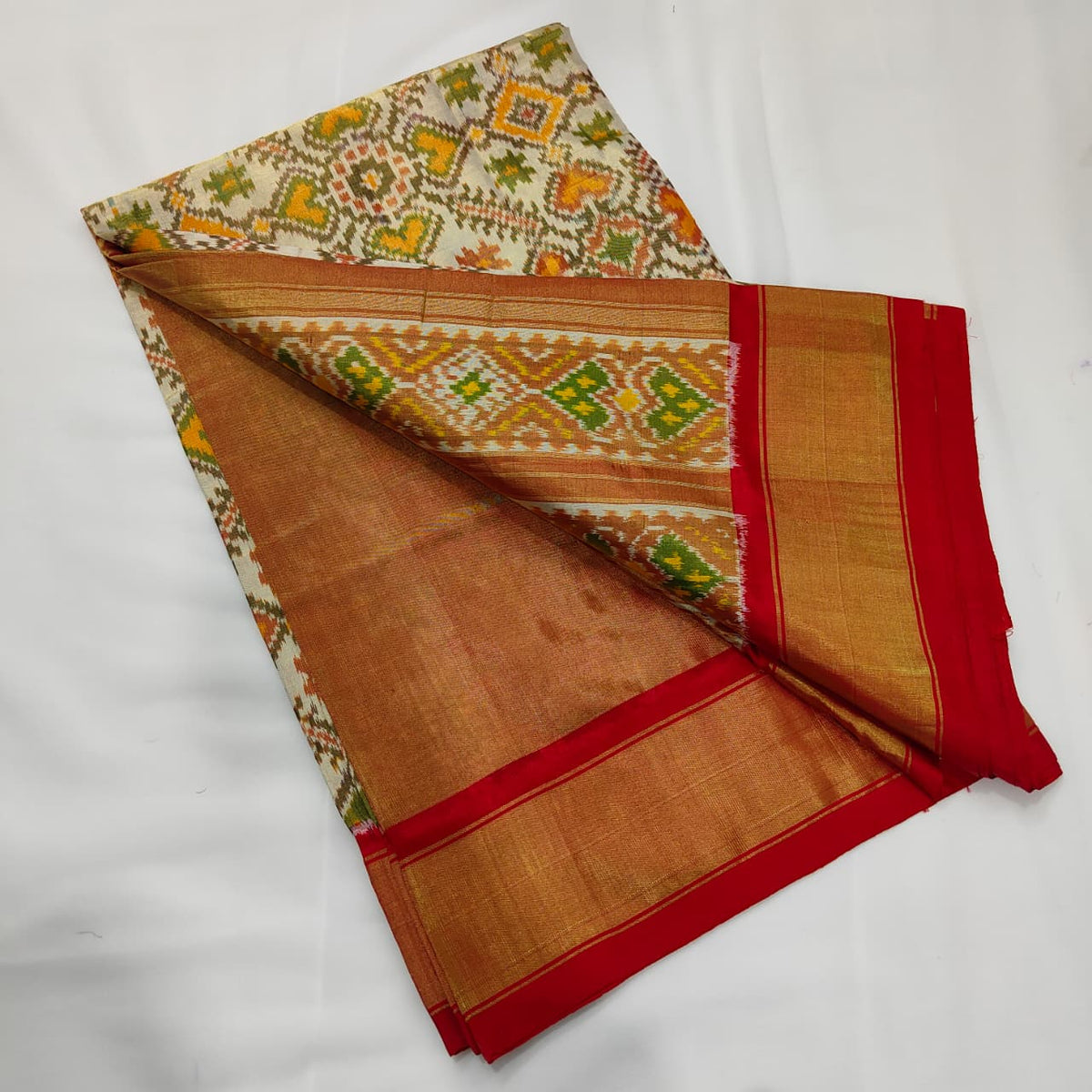 Patola Saree in Sage with Amber Motifs, view 2