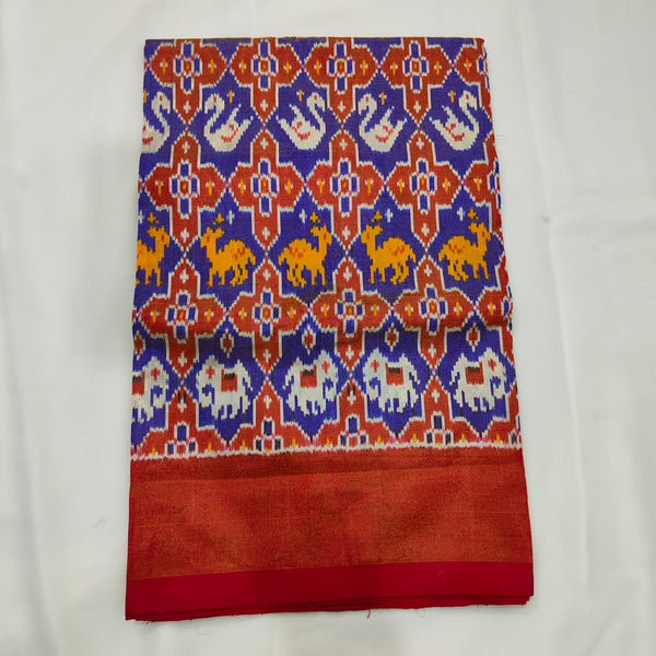 Patola Saree in Blue with Amber Elephants, view 1