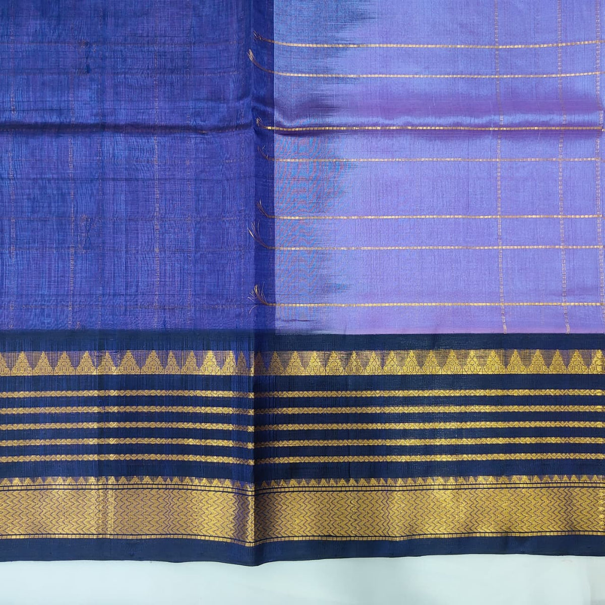Kuppadam Saree in Lavender with Navy Border, view 2