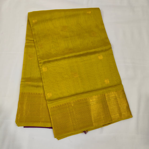Kuppadam Saree in Mustard with Magenta Pallu, view 1