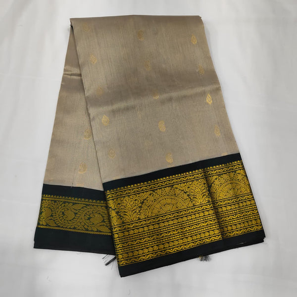 Kuppadam Saree in Beige with Black Border, view 1