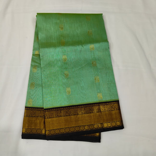 Kuppadam Saree in Mint with Black Border, view 1