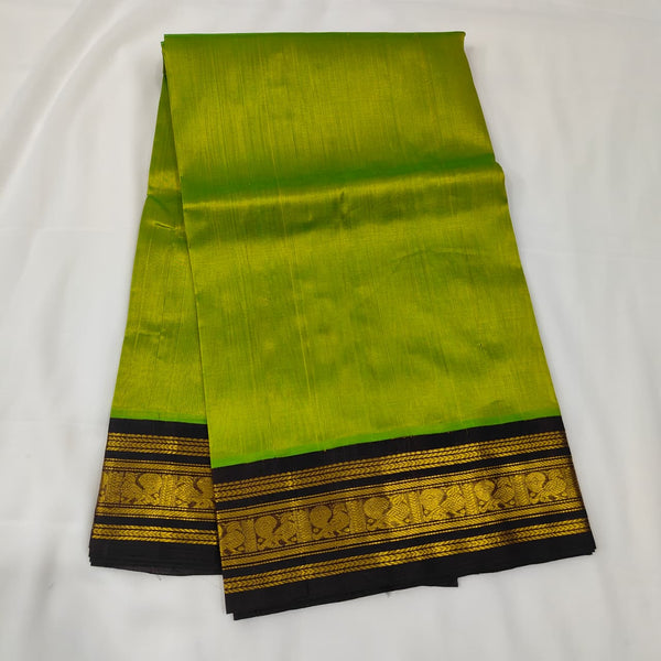 Kuppadam Saree in Parrot Green with Black Border, view 1