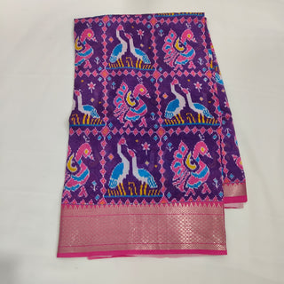Mangalagiri Saree in Purple with Peacock Motifs, view 1