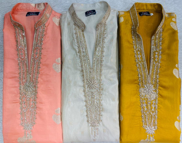 Pastel Kurta with Thread Embroidered Yoke