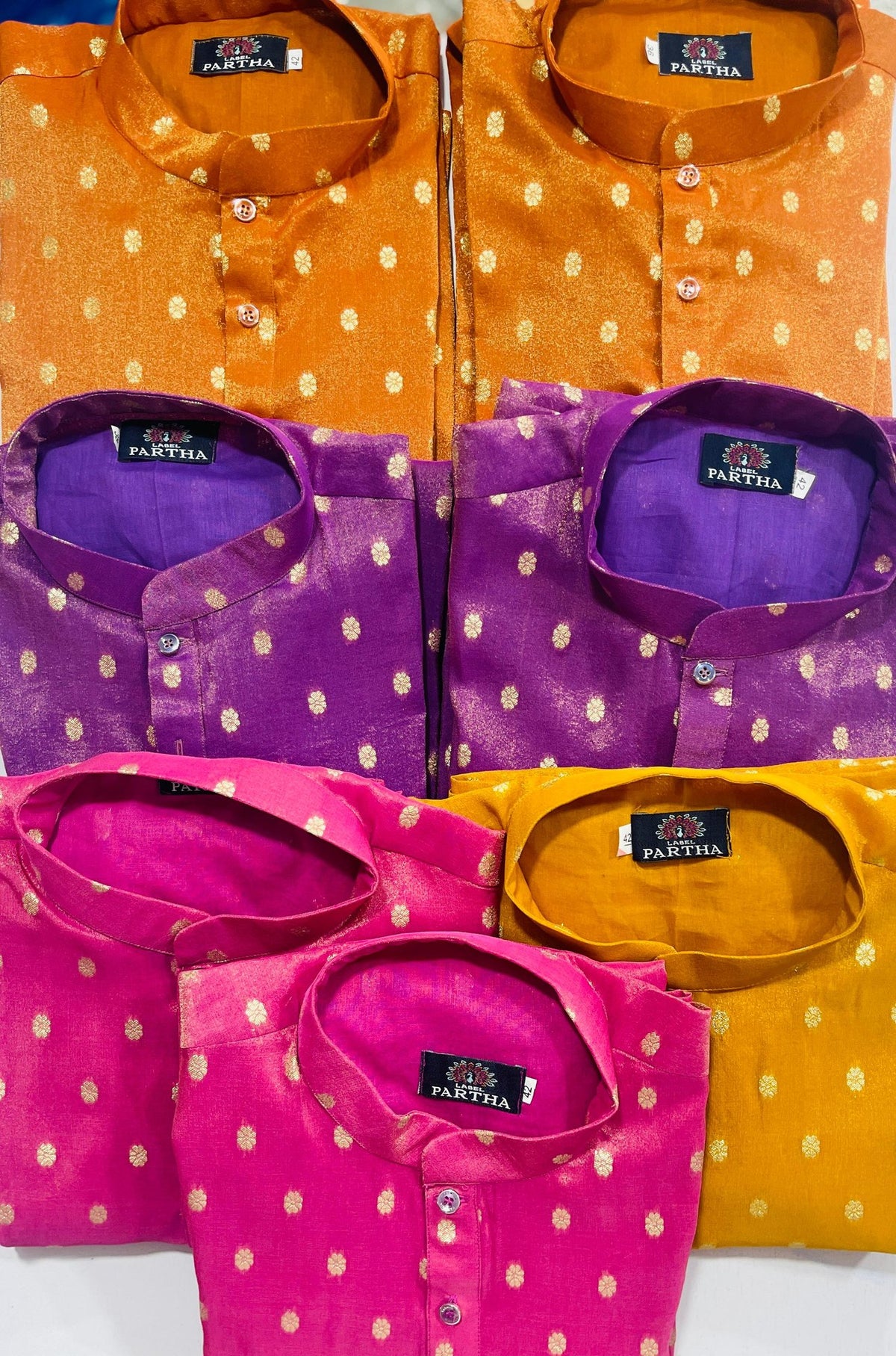 Kurta with Gold Polka Buttas