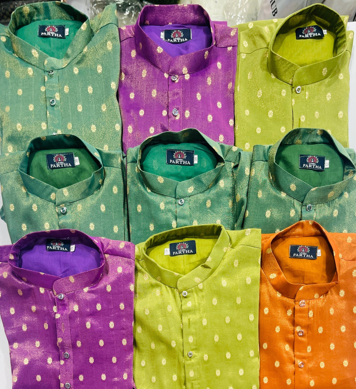 Kurta with Gold Polka Buttas