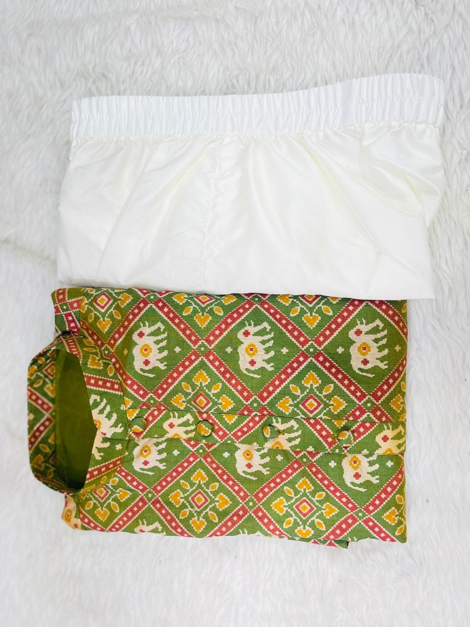 Green Elephant Patola Print Kurta Set